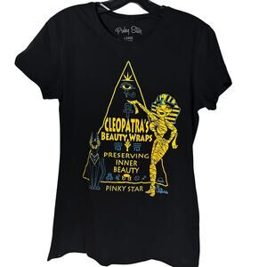 Pinky Star ‘Cleopatra’s Beauty Wraps’ Tee Women’s Size Large Black Tshirt